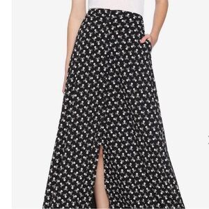 Hot Topic Skulls Button Front Maxi Skirt Black Size XS